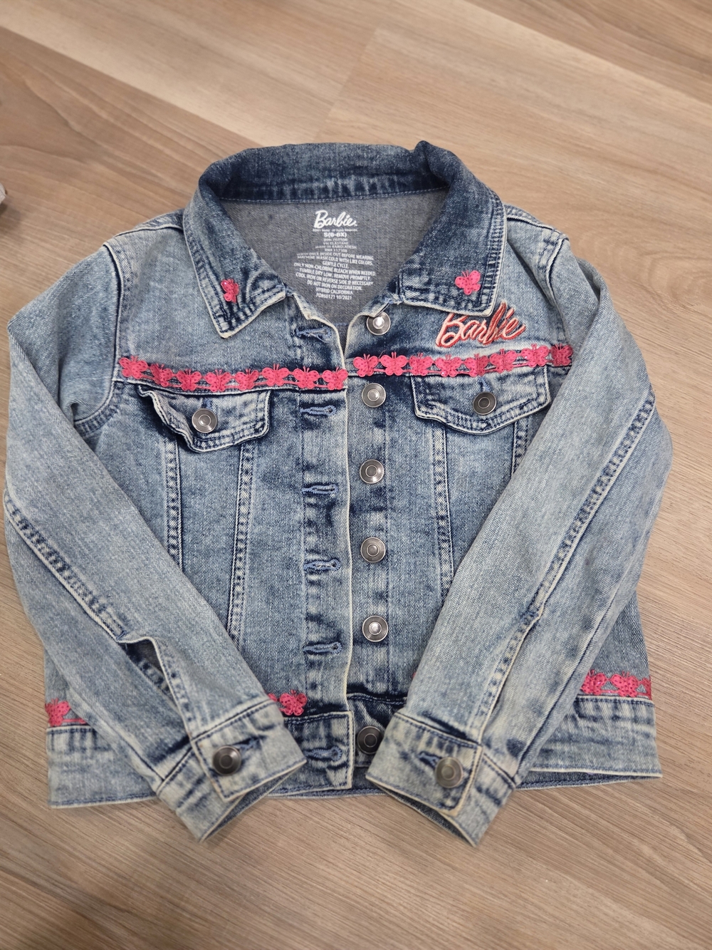 Barbie Denim Jacket with Hot Pink Embroidered Trim